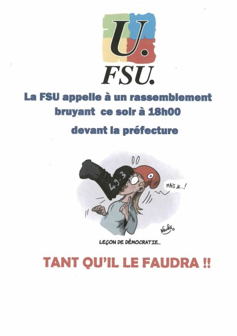 Contre le passage en force : 18h à la préfecture ce vendredi 17/03