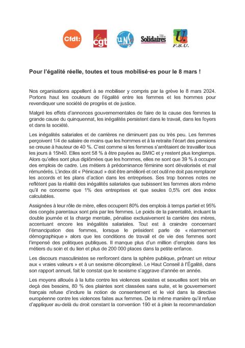 Appel à la grève du 8 mars