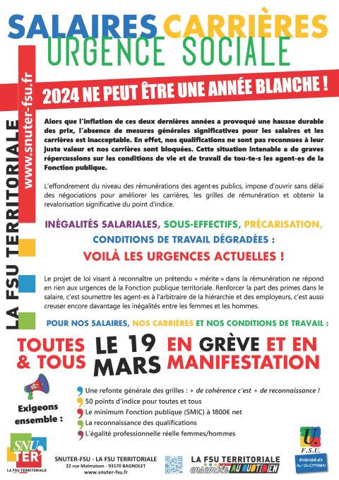 Grève du 19 mars 2024 : salaires, carrières, urgence sociale