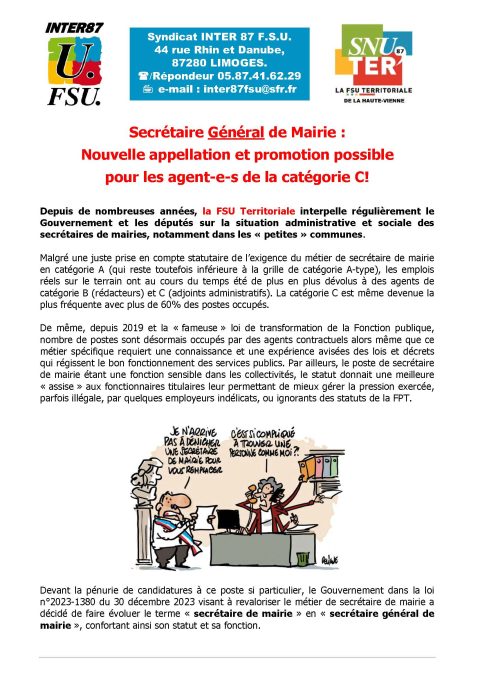Secrétaire Général de Mairie :