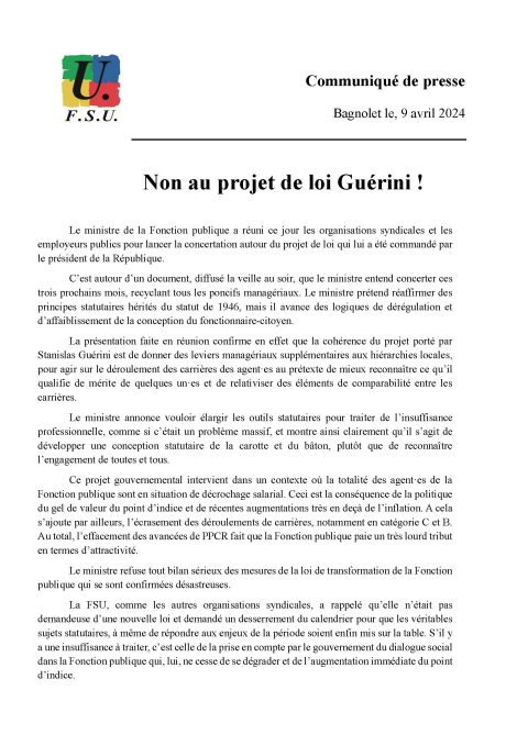 Communiqué de presse : Non au projet de loi Guérini !