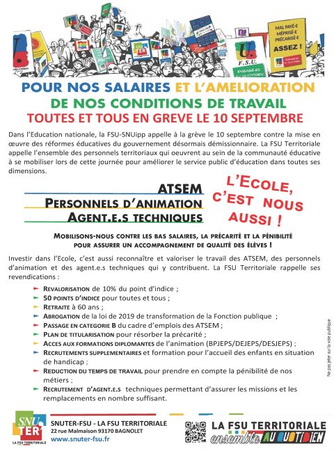 Appel à la grève éducation du 10 septembre