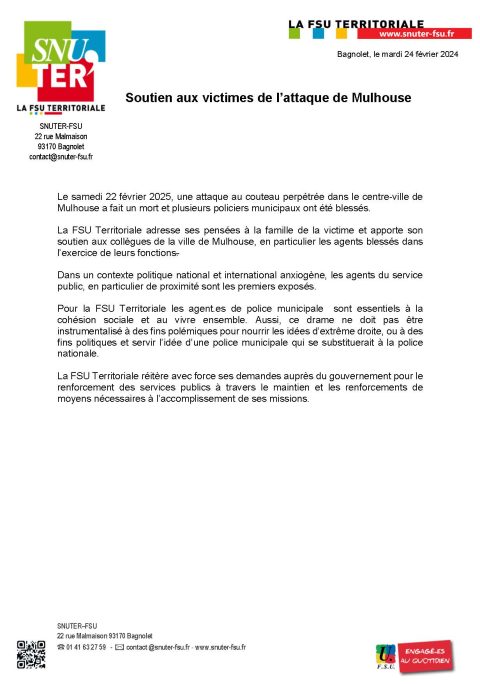 Soutien aux victimes de l’attaque de Mulhouse