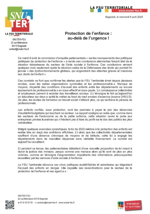 Protection de l’enfance : au-delà de l’urgence !