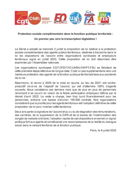 Protection sociale complémentaire dans la fonction publique territoriale : Un premier pas vers la transcription législative !