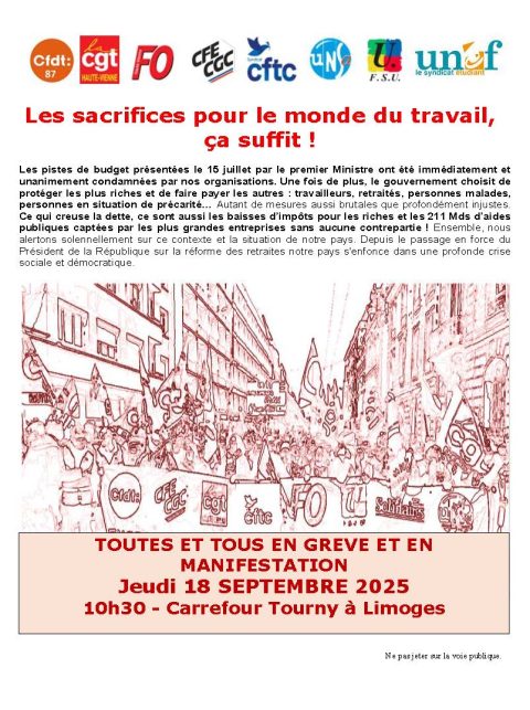 Les sacrifices pour le monde du travail, ça suffit !